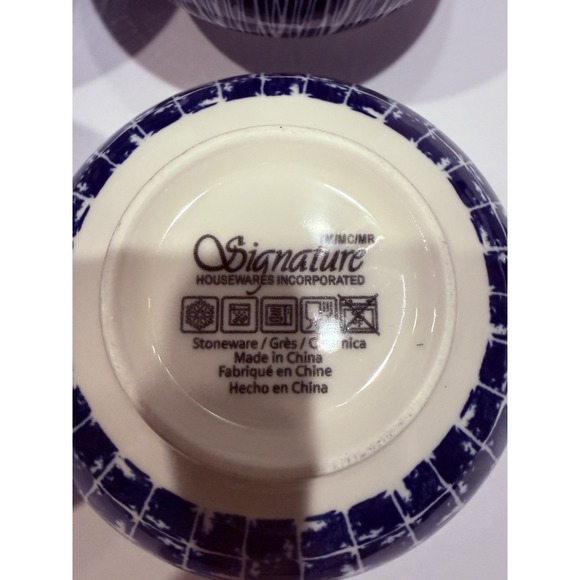 Signature International Shibori 6" Blue And White Rice Bowls Set Of 4 - Picture 9 of 9